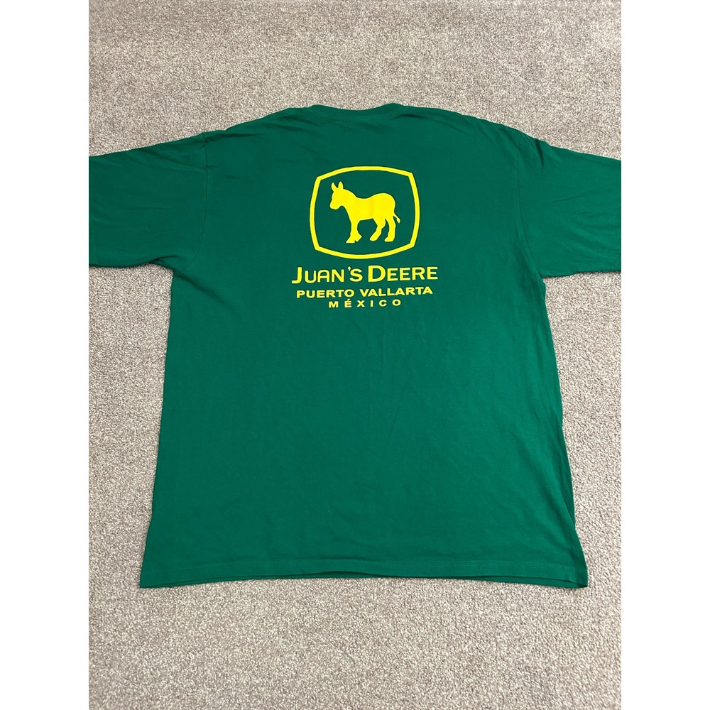 Juan's Deere T-Shirt Men XL Green Excellent Puerto Vallarta Parody Tee